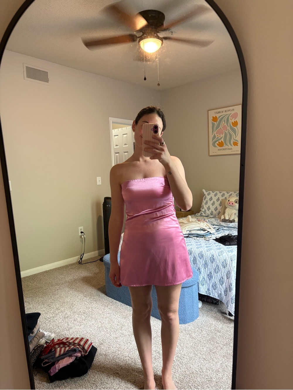 Princess Polly Pink Strapless Satin Mini Dress - Picture 1 of 3